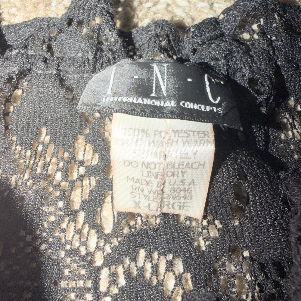 Vintage INC International Concepts Y2K Babydoll Black Top Lace SZ XL 90s - Picture 5 of 6